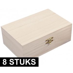 8x stuks Houten kistjes van 15 cm