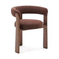 Kave Home Granite eetkamerstoel 3-poot chenille Bruin/walnoot
