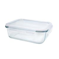 Vershoudbakje/lunchbox - luchtdicht - met clips - glas - 21 x 16 cm - 1040 ml