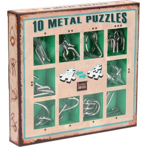 10 metal puzzles set groen