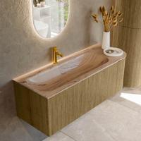 Badmeubel Mondiaz Kurve-Dlux | 125 cm | Meubelkleur Dusk | Wastafelkleur Arena | Solid surface | Wasbak linker zijde spoelbak | 1 kraangat
