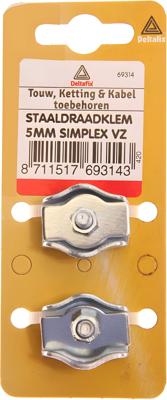 Staaldraadklem simplex 5mm verz - Deltafix