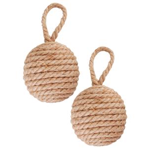 Esschert design deurstopper knoop - 2x - 1.7 kilo - bruin - jute - 14 x 14 cm