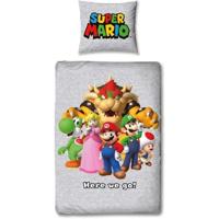 Beddengoedset - MARIO BROS - Super Mario en zijn vrienden - Microvezel - 1 dekbedovertrek 140 x 200 cm + 1 kussensloop 63 x 63 cm