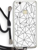 Geometrische lijnen zwart: Huawei Ascend P10 Lite Transparant Hoesje met koord