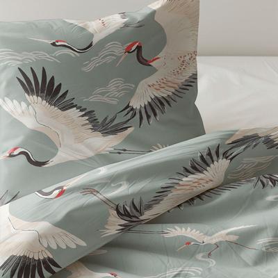 Dekbedovertrek Katoen Elegant Crane Dieren 140x200 Cm Fresh And Co Kids - Dekbed-Discounter.nl