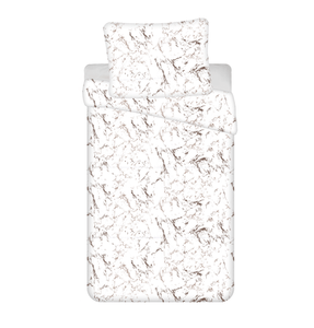 Marmer dekbedovertrek wit/bruin - 140 x 200 cm - microflanel