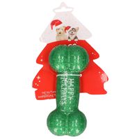 Honden speelgoed bot - groen - 16,5 cm - kerstcadeau voor huisdieren - thumbnail