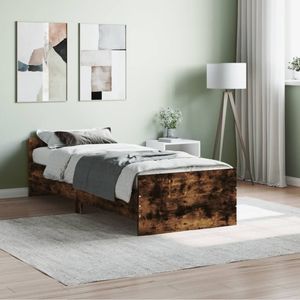 Bedframe bewerkt hout gerookt eikenkleur 75x190 cm Small Single