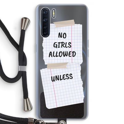 No Girls Allowed Unless: Oppo A91 Transparant Hoesje met koord