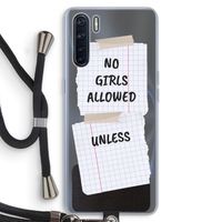 No Girls Allowed Unless: Oppo A91 Transparant Hoesje met koord