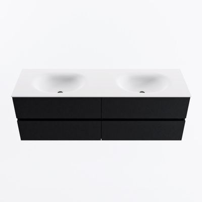 MONDIAZ VICA 150cm badmeubel onderkast Urban 4 lades. Wastafel MOON dubbel 2 kraangaten, kleur Talc.