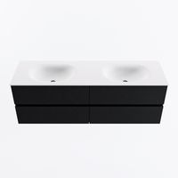 MONDIAZ VICA 150cm badmeubel onderkast Urban 4 lades. Wastafel MOON dubbel 2 kraangaten, kleur Talc.