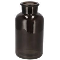 DK Design Bloemenvaas melkbus fles - helder glas zwart - D10 x H20 cm   -