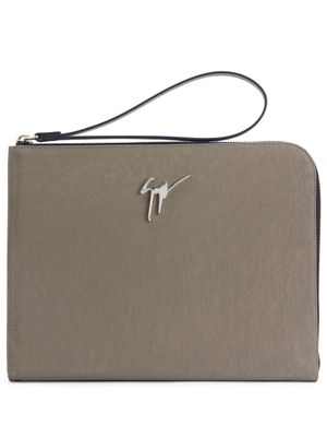 Giuseppe Zanotti pochette Fabian à plaque logo - Marron