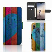 Huawei P20 Lite | Book Style Case | Wood Heart - Cadeau voor je Vriend