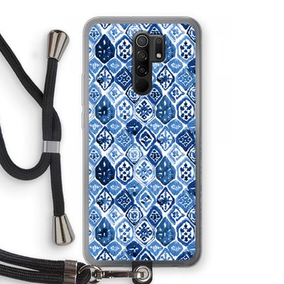 Blauw motief: Xiaomi Redmi 9 Transparant Hoesje met koord