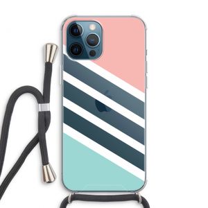 Strepen pastel: iPhone 12 Pro Max Transparant Hoesje met koord