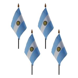 Argentinie - 4x - mini vlaggetje van 10 x 15 cm op stokje - Landen vlag - H27 cm