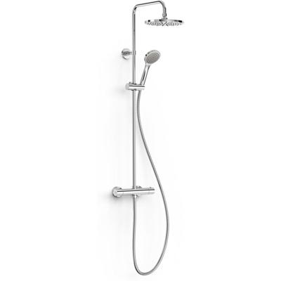 Regendouche set Tres Base Plus | Opbouw | Thermostaatkraan | 2-weg | Rond | Chroom