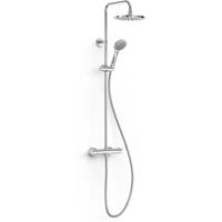Regendouche set Tres Base Plus | Opbouw | Thermostaatkraan | 2-weg | Rond | Chroom