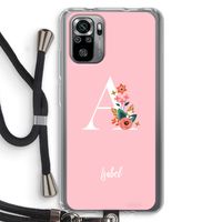 Pink Bouquet: Xiaomi Redmi Note 10S Transparant Hoesje met koord Pink Bouquet: Xiaomi Redmi Note 10S Transparant Hoesje met koord