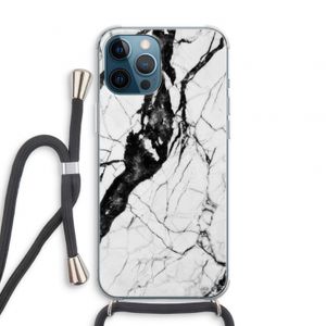 Witte marmer 2: iPhone 12 Pro Transparant Hoesje met koord