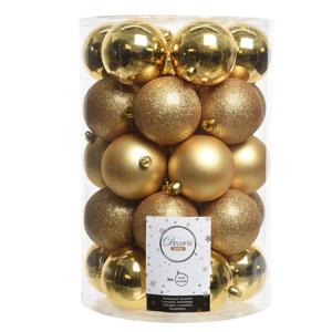 Decoris kerstballen - 34x st - goud - 8 cm - kunststof - kerstversiering