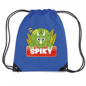 Spiky de dinosaurier trekkoord rugzak / gymtas blauw voor kinderen