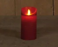 Anna's Collection LED kaars flame effect rustiek 7.5x15cm bordeaux 1 stuks