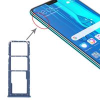 SIM-kaart lade + SIM-kaart lade + micro SD-kaart lade voor Huawei Y9 (2019) (blauw)