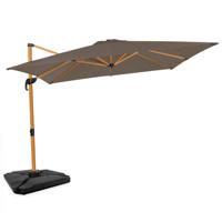 VONROC Premium Zweefparasol Pisogne 300x300cm – Incl. vulbare tegels, kruisvoet & beschermhoes – Vierkante parasol – 360 - thumbnail