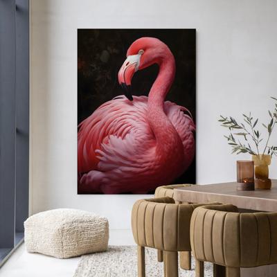 Urban Cotton Wandkleed 'Pink Flamingo' 80 x 110cm in Frame - black