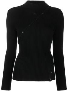 Courrèges pull en maille nervurée à logo brodé - Noir