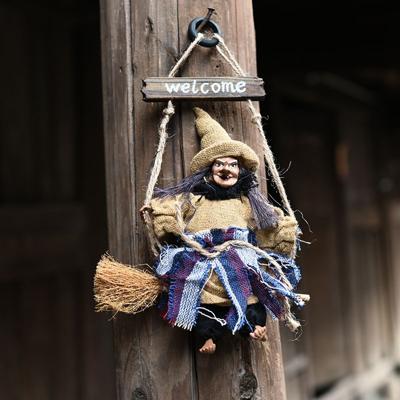 Halloween Retro heks ornamenten bezem Ghost ophangen Props Halloween huis decoratie feestelijk Party Supplies Halloween hanger (geel)