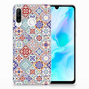 Huawei P30 Lite TPU Siliconen Hoesje Tiles Color