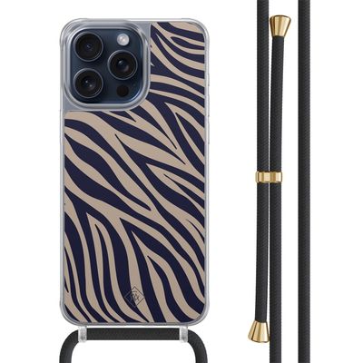 iPhone 15 Pro Max hoesje met zwart koord - Chevron navy