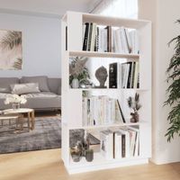 Boekenkast/kamerscherm 80x25x132 cm massief grenenhout wit