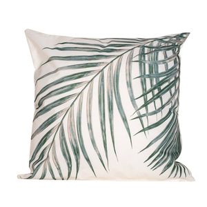 1x Bank/sier kussens met palm plant/blad print voor binnen en buiten 45 x 45 cm - Sierkussens