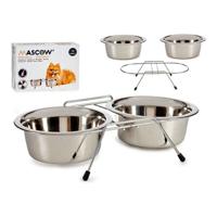 Dierenvoederbak Mascow Zilverkleurig Roestvrij staal 800 ml 16,3 x 8 x 34,5 cm 35 x 18,5 x 9 cm 17 x 6 x 34 cm Dubbel