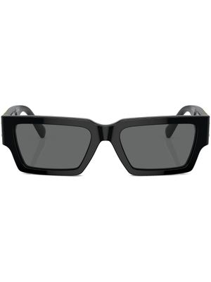 Versace Eyewear lunettes de soleil rectangulaire à logo - Noir