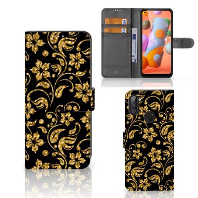 Samsung Galaxy M11 | A11 Hoesje Gouden Bloemen