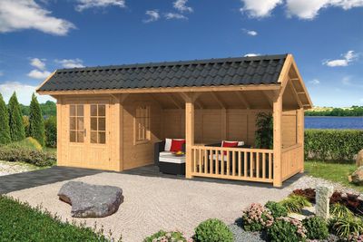 Lariks/Douglas Kapschuur Bergen L type 8 678x306 cm- Kapschuurdak- Hout- Tuindeco
