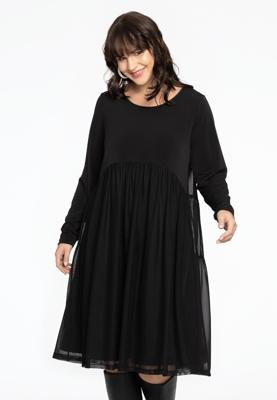 Yoek Dress with ruffles MOUSSE/DOLCE | Zwart | Maat 38/40