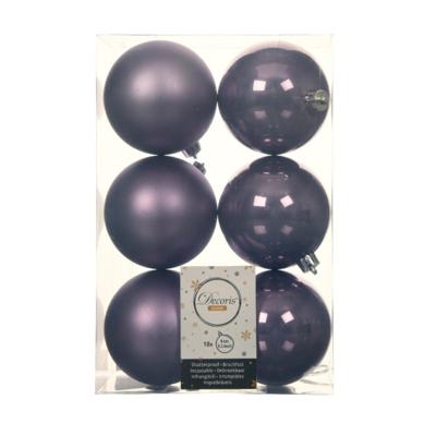 Decoris Kerstballen - 18x st - lila paars - D8 cm - kunststof - kerstversiering Decoris Kerstballen - 18x st - lila paars - D8 cm - kunststof - kerstversiering