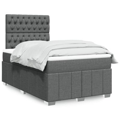 Boxspring met matras stof donkergrijs 120x190 cm