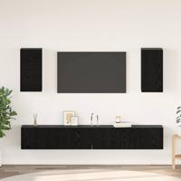 Wand tv-kast Wandgemonteerd 3 pcs Zwart Eiken Bewerkt hout