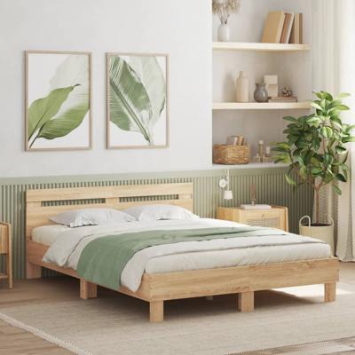 Bedframe met hoofdeinde bewerkt hout sonoma eiken 140x200 cm