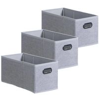 Set van 3x stuks opbergmand/kastmand 7 liter lichtgrijs linnen 31 x 15 x 15 cm - thumbnail