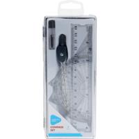 Passer set - 7-delig - 17 cm - met potloodvullingen, gum, linialen - Voor school
